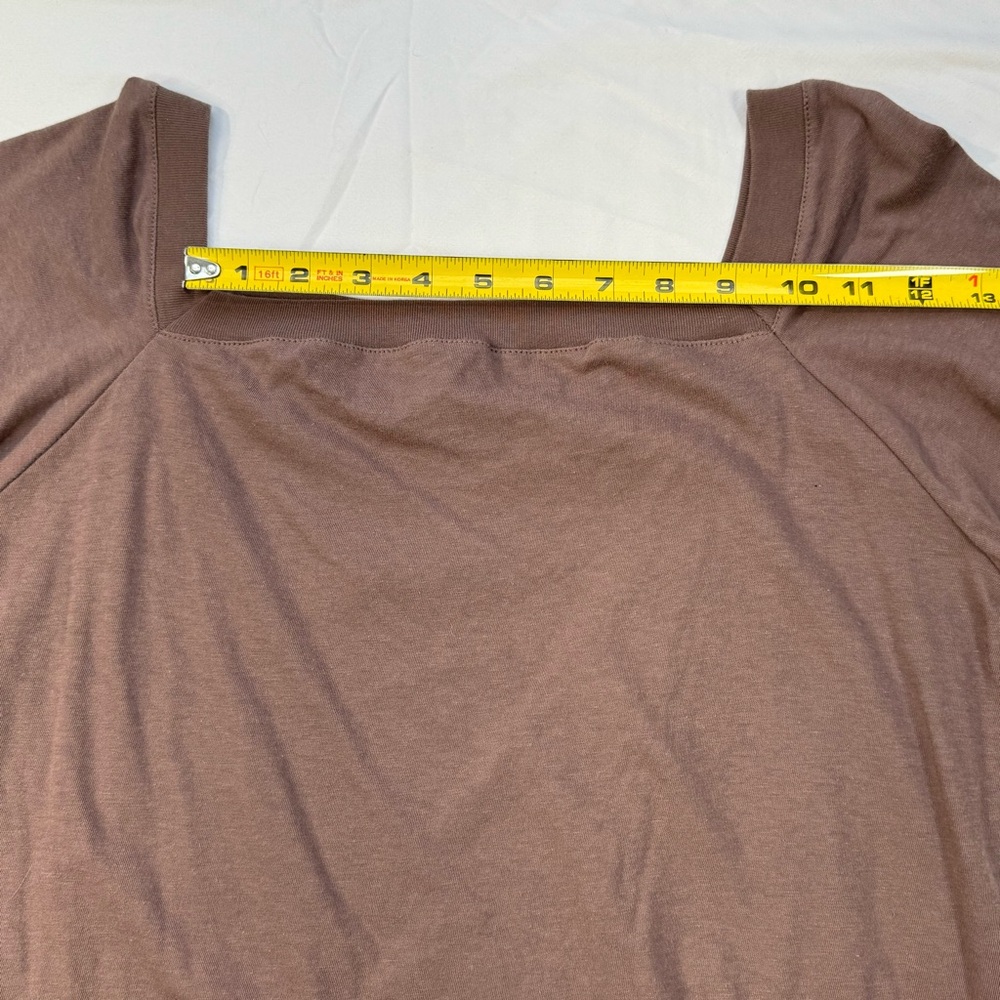 Spiritex Mushroom/Mauve 3/4 sleeve USA made cotton top, women’s Lg, square neck - Picture 10 of 12